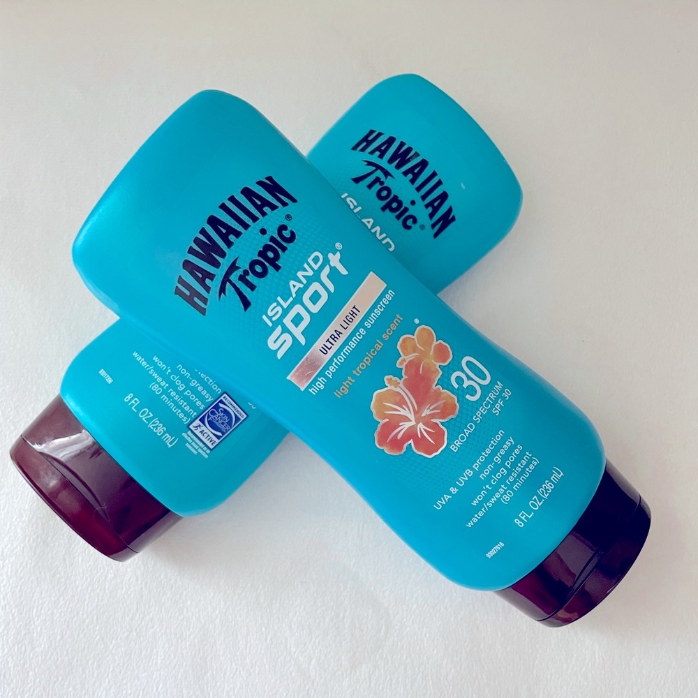 Hawaiian Tropic island sport, performance sunscreen 30 broad spectrum. Pack of 2